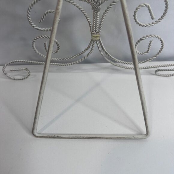 Fan Shaped White Metal Wire Table Top Photo Card Holder Cottage Core Shabby Chic - Picture 8 of 13